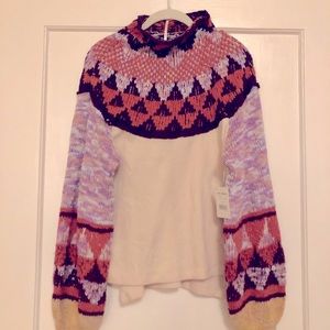 Free People Swit The Small Stuff Mock Neck Top M